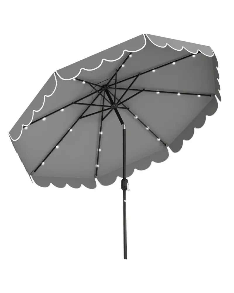 10 Feet Solar Patio Umbrella with 24 LED Lights-Gray - Gray - Outdoor Umbrellas