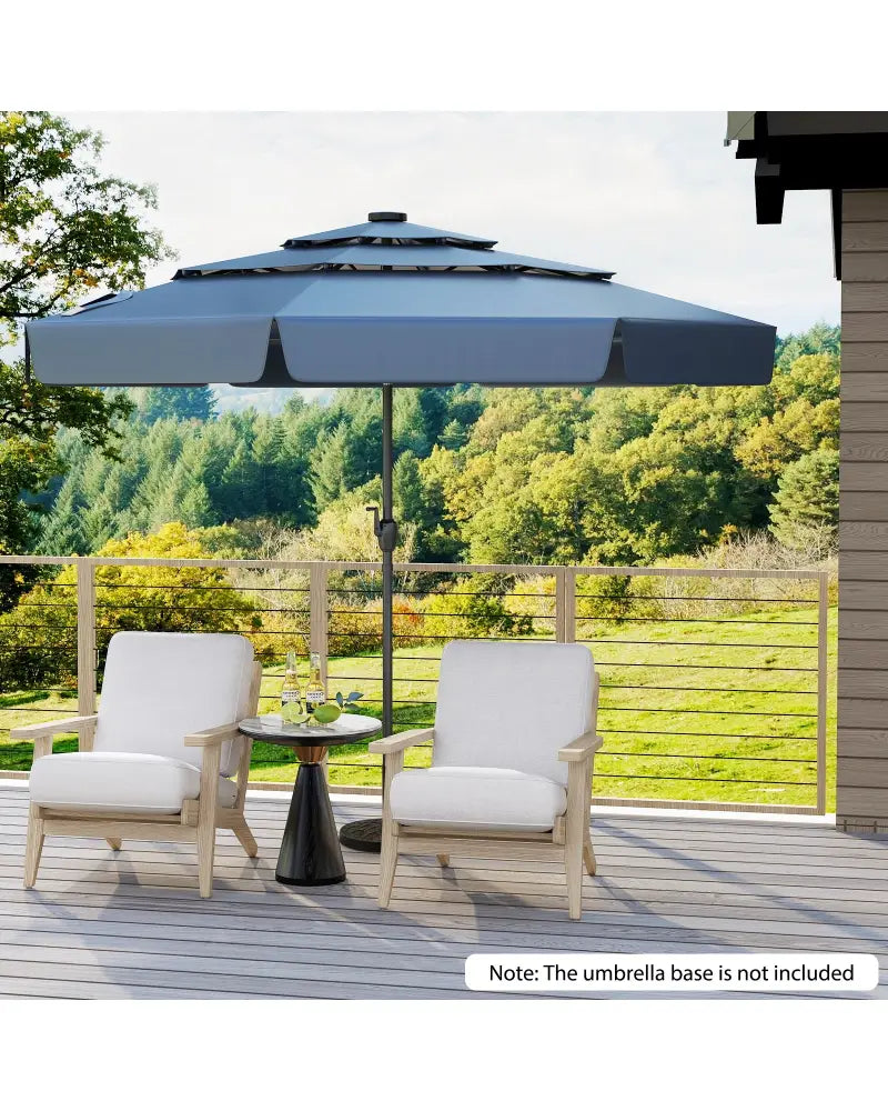 10 Feet Solar Patio Umbrella with 3-Tier Vented Top-Navy - Navy - Outdoor Umbrellas