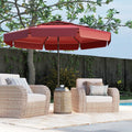 10 Feet Solar Patio Umbrella with 3-Tier Vented Top-Red - Red - Outdoor Umbrellas