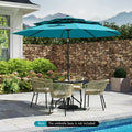10 Feet Solar Patio Umbrella with 32 LED Lights 3-Tier Vented Top-Turquoise - Turquoise - Outdoor Umbrellas