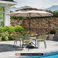 10 Feet Solar Patio Umbrella with 32 LED Lights 3-Tier Vented Top-Beige - Beige - Outdoor Umbrellas