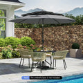 10 Feet Solar Patio Umbrella with 32 LED Lights 3-Tier Vented Top-Gray - Gray - Outdoor Umbrellas