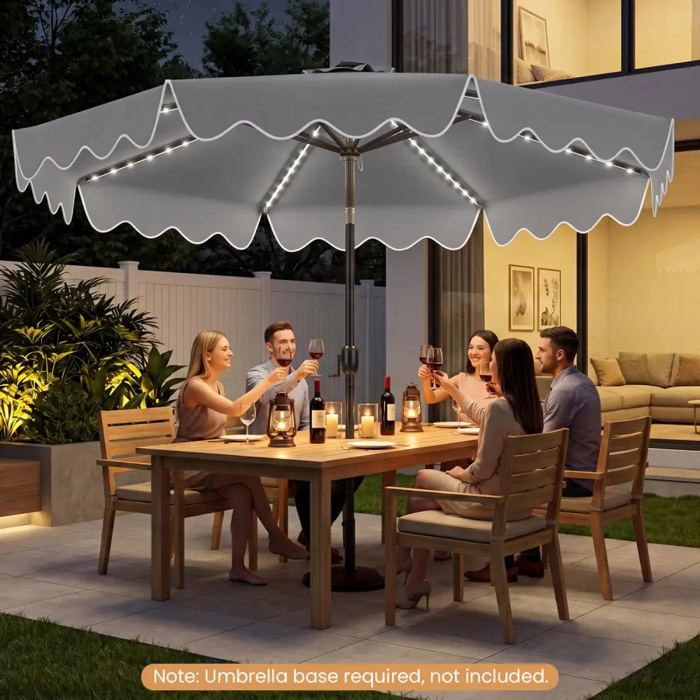 10 Feet Solar Patio Umbrella with Color-Changing LED Lights-Gray - Gray - Outdoor Umbrellas