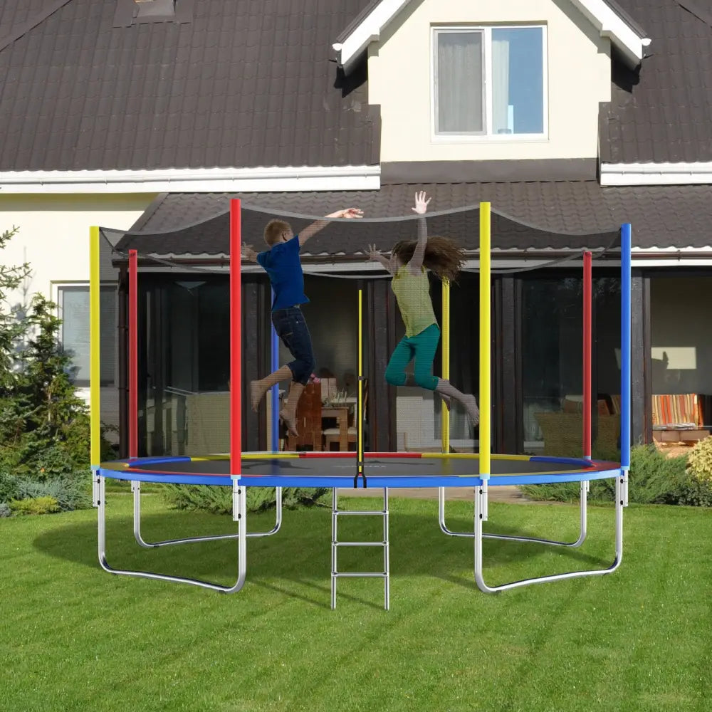 10 Feet Trampoline Pad Replacement Safety Pad with Fixing Straps (Multicolor) - Multicolor - Outdoor Play