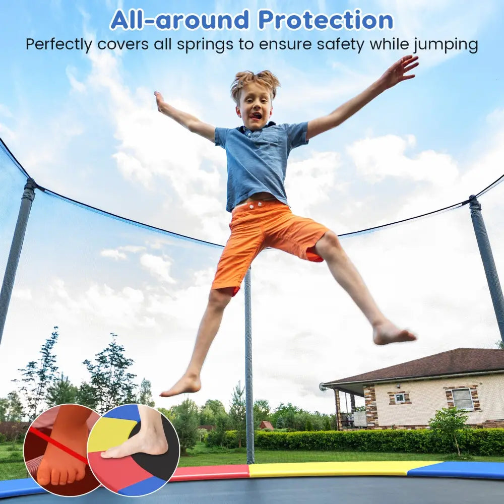 10 Feet Trampoline Pad Replacement Safety Pad with Fixing Straps (Multicolor) - Multicolor - Outdoor Play