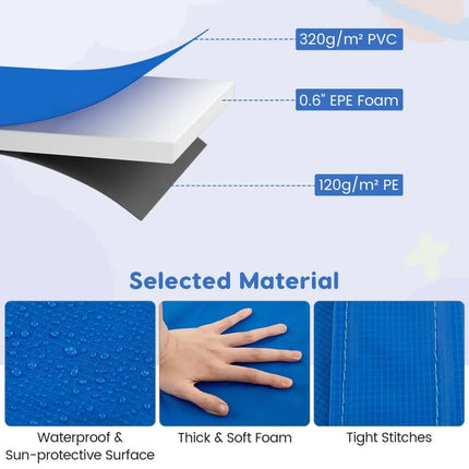 10 Feet Trampoline Pad Replacement Safety Pad with Fixing Straps (Blue) - Blue - Outdoor Play