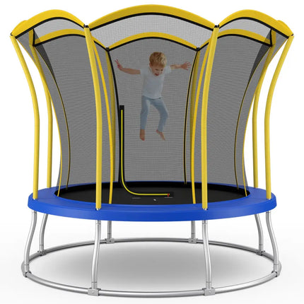 10 Feet Unique Flower Shape Trampoline with Galvanized Steel Frame-Yellow - Yellow - Trampolines