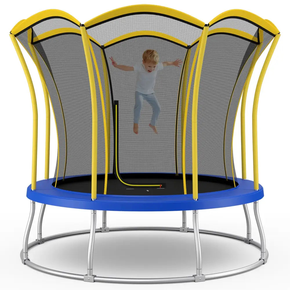 10 Feet Unique Flower Shape Trampoline with Galvanized Steel Frame-Yellow - Yellow - Trampolines