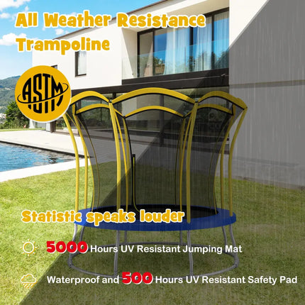 10 Feet Unique Flower Shape Trampoline with Galvanized Steel Frame-Yellow - Yellow - Trampolines