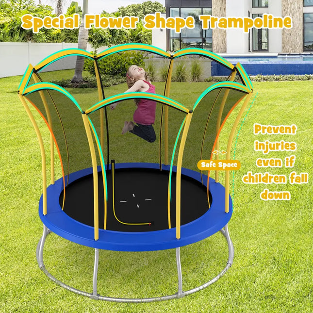 10 Feet Unique Flower Shape Trampoline with Galvanized Steel Frame-Yellow - Yellow - Trampolines