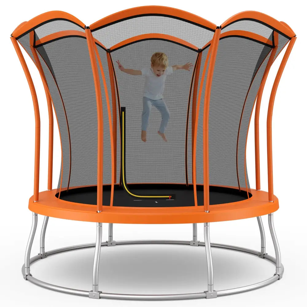 10 Feet Unique Flower Shape Trampoline with Galvanized Steel Frame-Orange - Orange - Trampolines