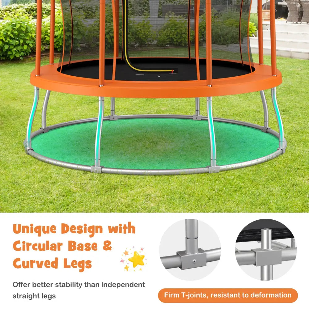 10 Feet Unique Flower Shape Trampoline with Galvanized Steel Frame-Orange - Orange - Trampolines