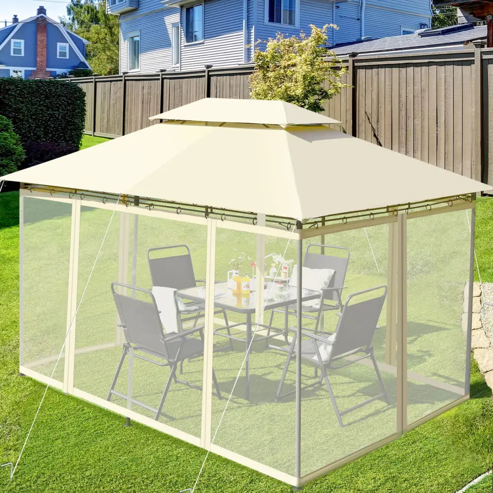 10 Feet x 13 Feet Tent Canopy Shelter with Removable Netting Sidewall-Beige - Beige - Gazebos