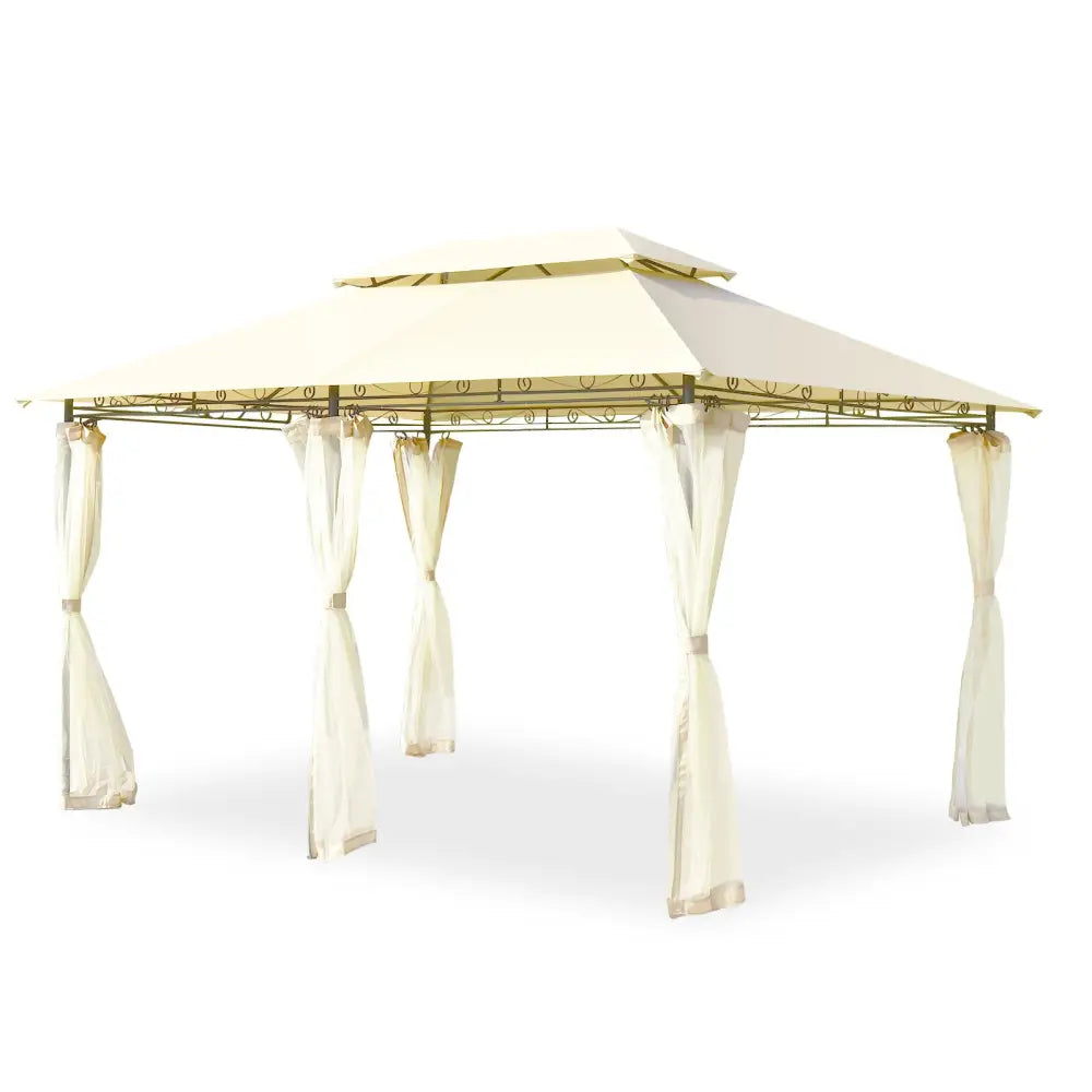 10 Feet x 13 Feet Tent Canopy Shelter with Removable Netting Sidewall-Beige - Beige - Gazebos