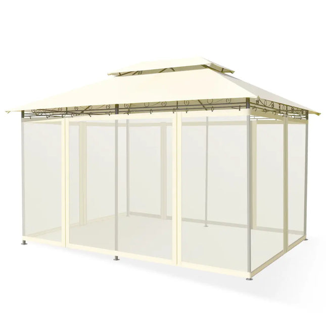 10 Feet x 13 Feet Tent Canopy Shelter with Removable Netting Sidewall-Beige - Beige - Gazebos