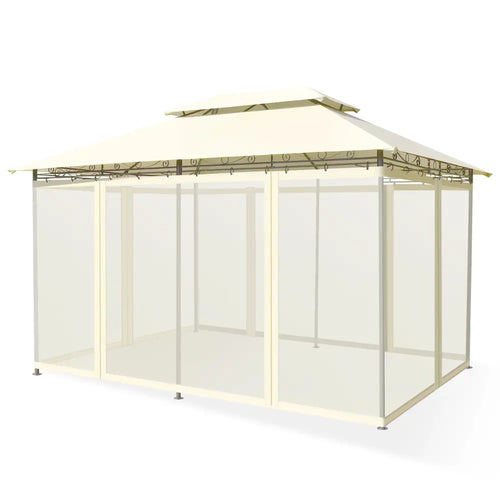 10 Feet x 13 Feet Tent Canopy Shelter with Removable Netting Sidewall-Beige - Beige - Gazebos