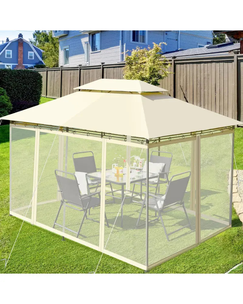 10 Feet x 13 Feet Tent Canopy Shelter with Removable Netting Sidewall-Beige - Beige - Gazebos