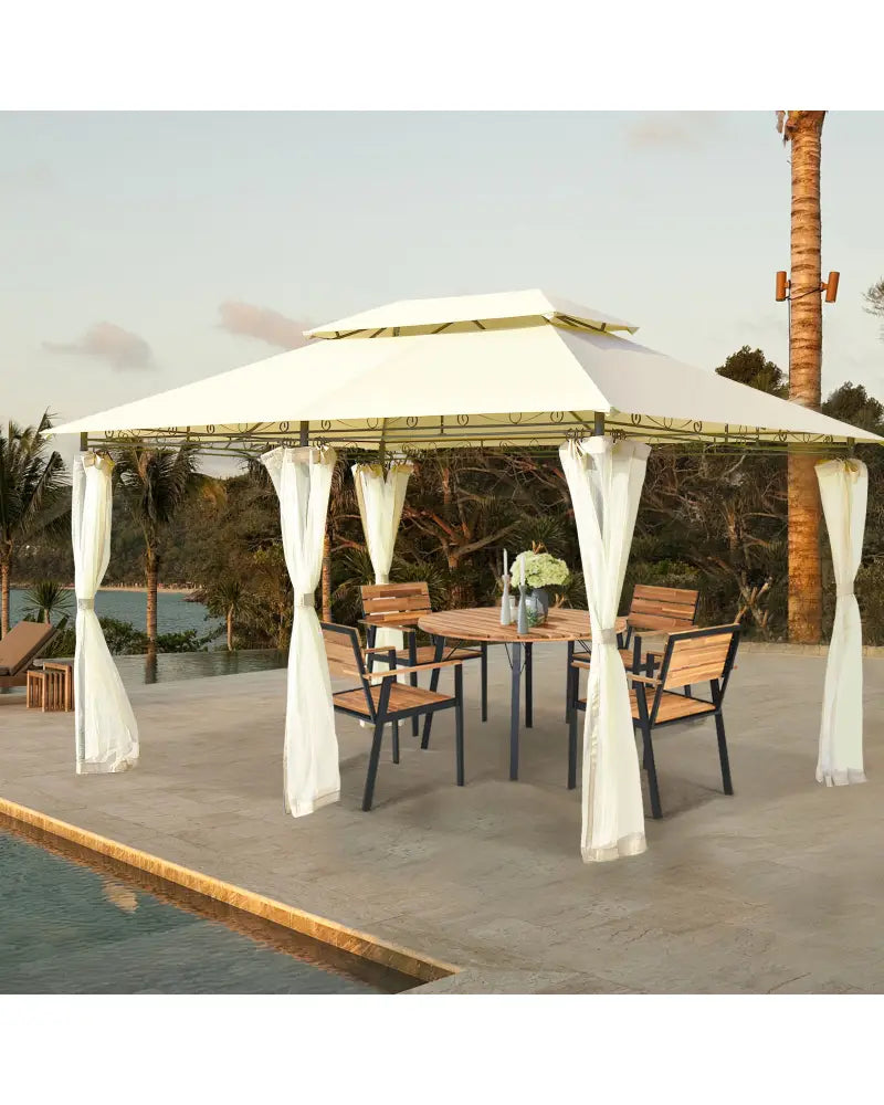 10 Feet x 13 Feet Tent Canopy Shelter with Removable Netting Sidewall-Beige - Beige - Gazebos