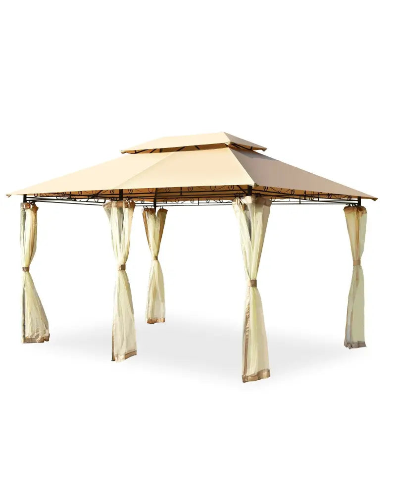 10 Feet x 13 Feet Tent Canopy Shelter with Removable Netting Sidewall-Tan - Tan - Gazebos