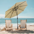 10 ft 3-tier Vented Patio Umbrella with Push Button Tilt-Beige - Beige - Outdoor Umbrellas