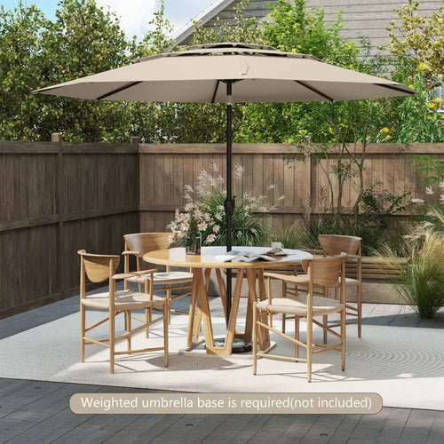 10 ft 3-tier Vented Patio Umbrella with Push Button Tilt-Beige - Beige - Outdoor Umbrellas