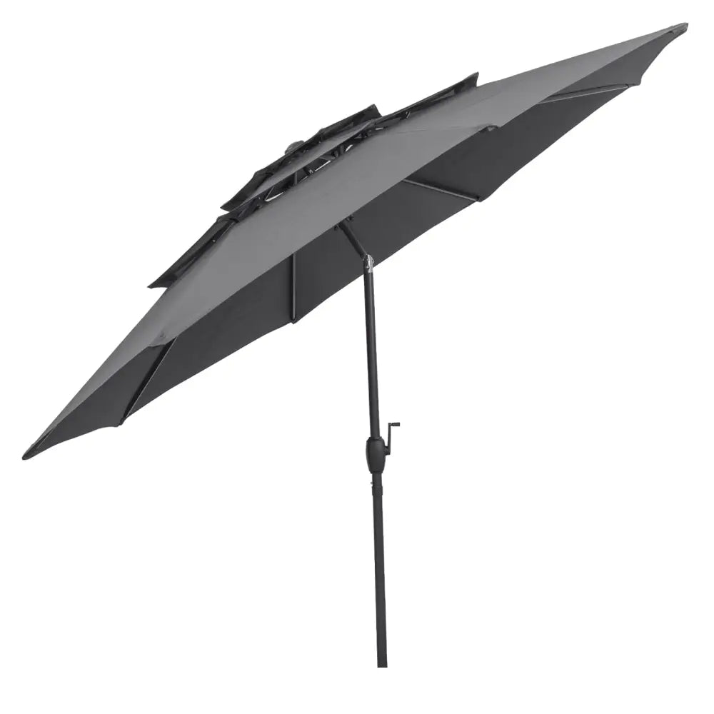 10 ft 3-tier Vented Patio Umbrella with Push Button Tilt-Gray - Gray - Outdoor Umbrellas
