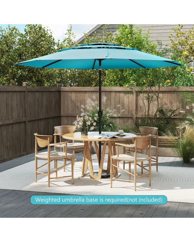 10 ft 3-tier Vented Patio Umbrella with Push Button Tilt-Green - Green - Outdoor Umbrellas