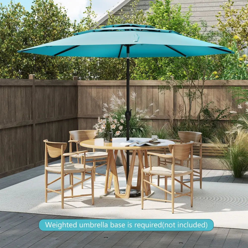 10 ft 3-tier Vented Patio Umbrella with Push Button Tilt-Green - Green - Outdoor Umbrellas