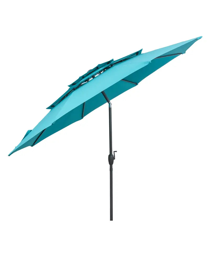 10 ft 3-tier Vented Patio Umbrella with Push Button Tilt-Green - Green - Outdoor Umbrellas