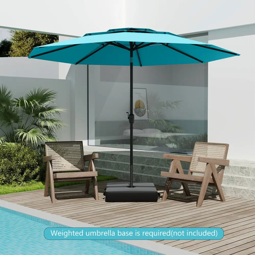 10 ft 3-tier Vented Patio Umbrella with Push Button Tilt-Green - Green - Outdoor Umbrellas