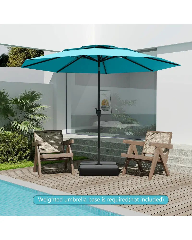 10 ft 3-tier Vented Patio Umbrella with Push Button Tilt-Green - Green - Outdoor Umbrellas