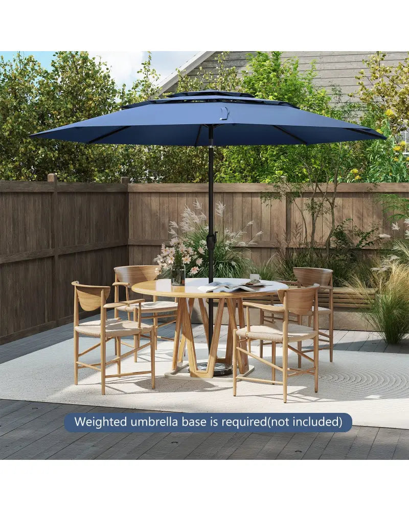 10 ft 3-tier Vented Patio Umbrella with Push Button Tilt-Navy - Navy - Outdoor Umbrellas