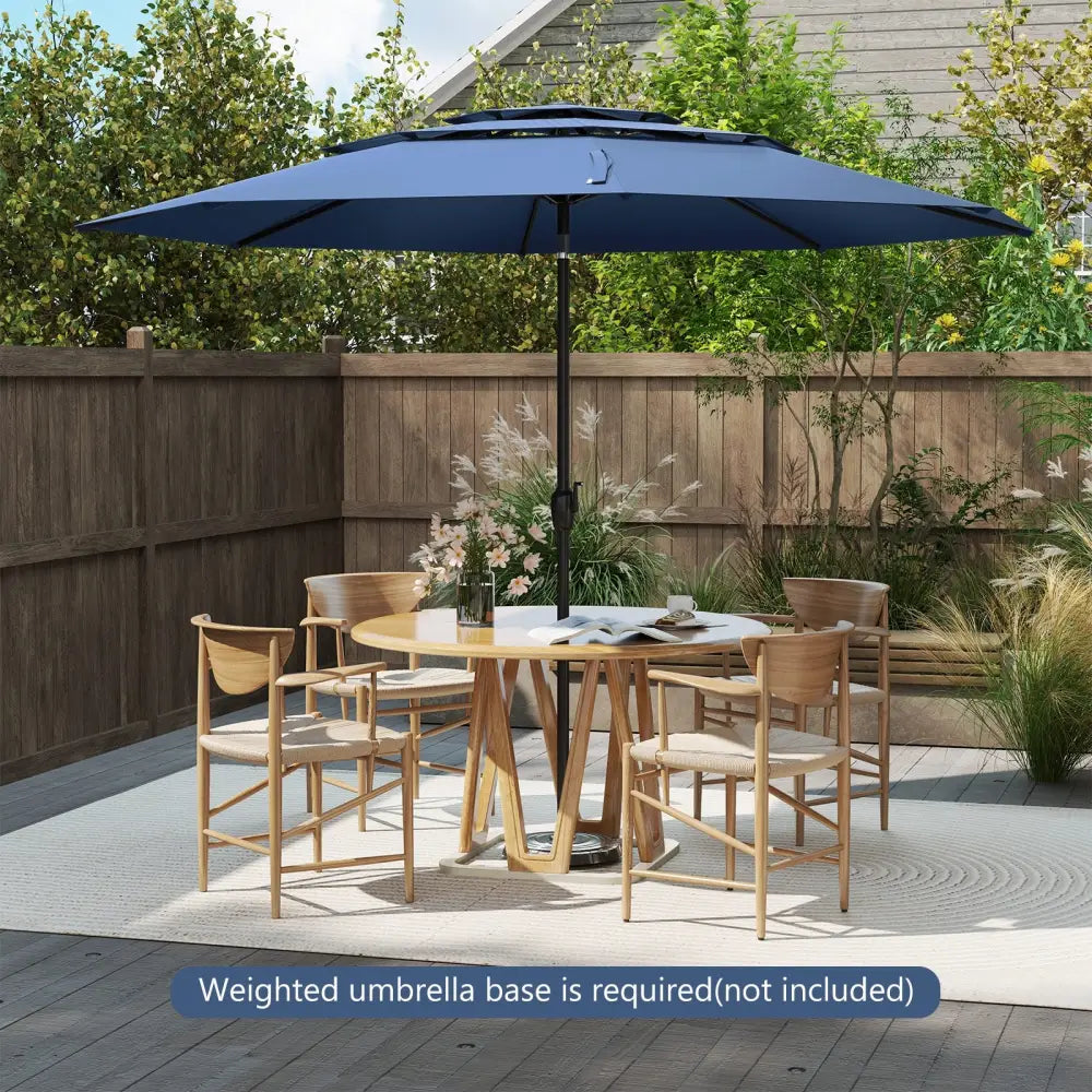 10 ft 3-tier Vented Patio Umbrella with Push Button Tilt-Navy - Navy - Outdoor Umbrellas