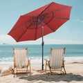 10 ft 3-tier Vented Patio Umbrella with Push Button Tilt-Red - Red - Outdoor Umbrellas