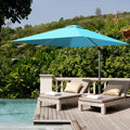 10 ft 360 Degree Tilt Aluminum Square Patio Offset Cantilever Umbrella without Weight Base-Blue - Blue - Outdoor