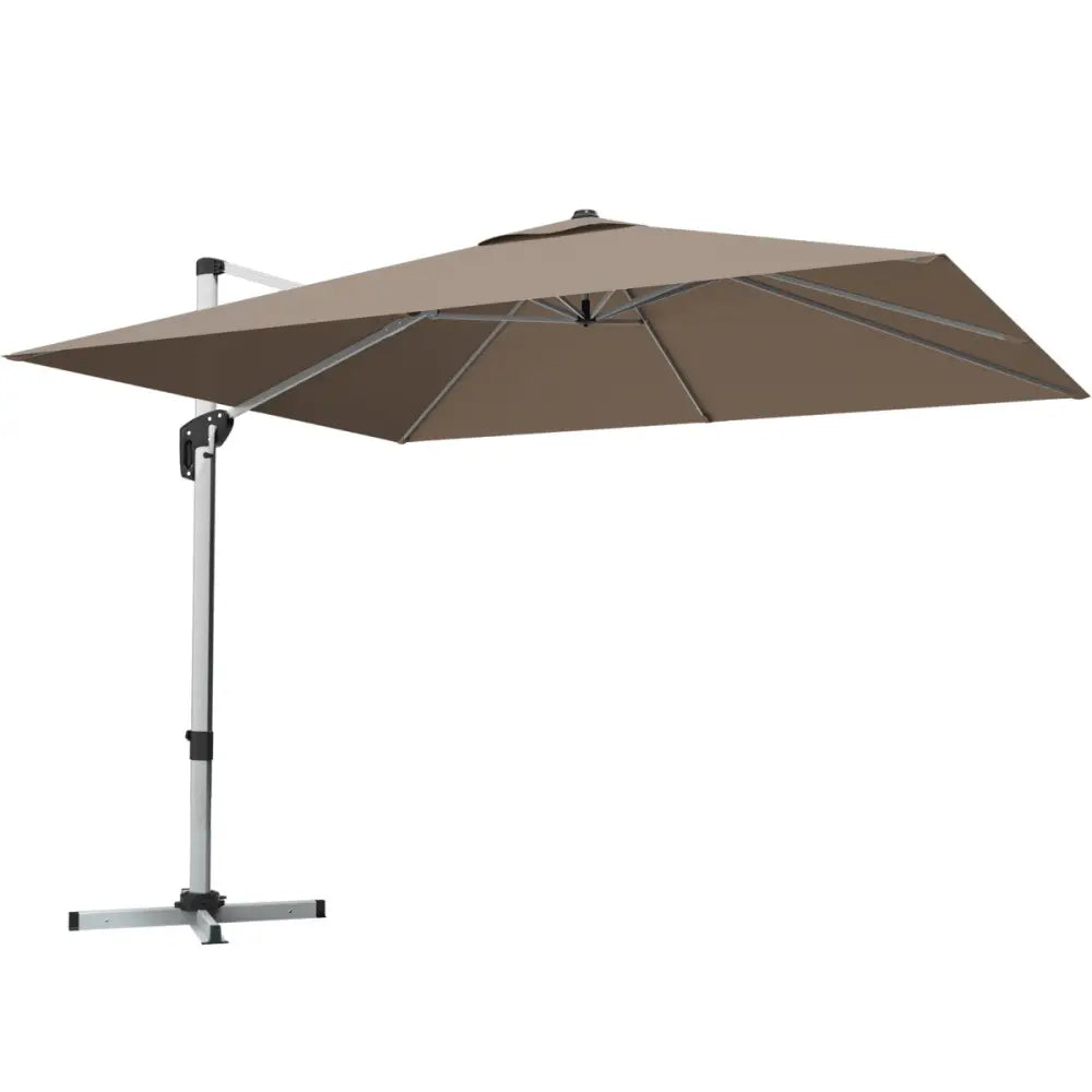 10 ft 360 Degree Tilt Aluminum Square Patio Offset Cantilever Umbrella without Weight Base-Tan - Tan - Outdoor Umbrellas