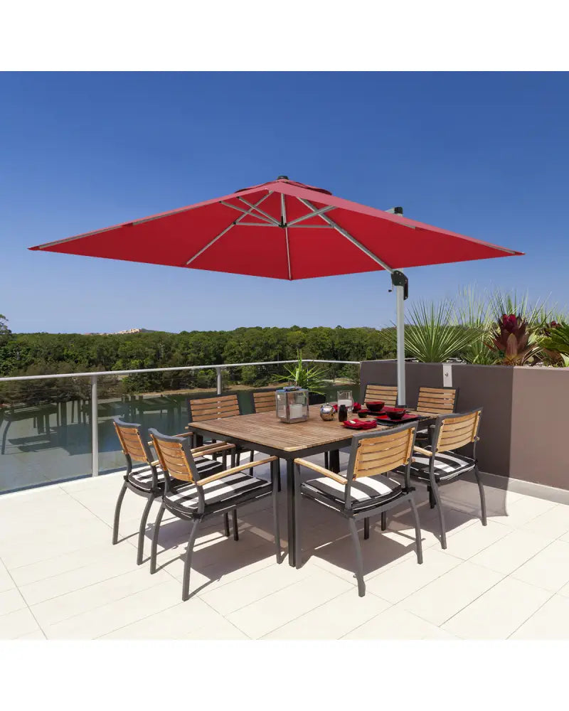 10 ft 360 Degree Tilt Aluminum Square Patio Offset Cantilever Umbrella without Weight Base-Burgundy - Burgundy