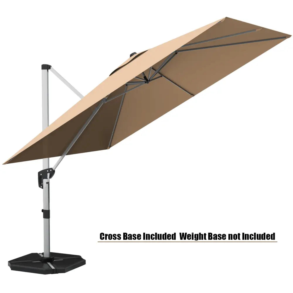 10 ft 360 Degree Tilt Aluminum Square Patio Offset Cantilever Umbrella without Weight Base-Beige - Beige - Outdoor