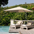 10 ft 360 Degree Tilt Aluminum Square Patio Offset Cantilever Umbrella without Weight Base-Beige - Beige - Outdoor