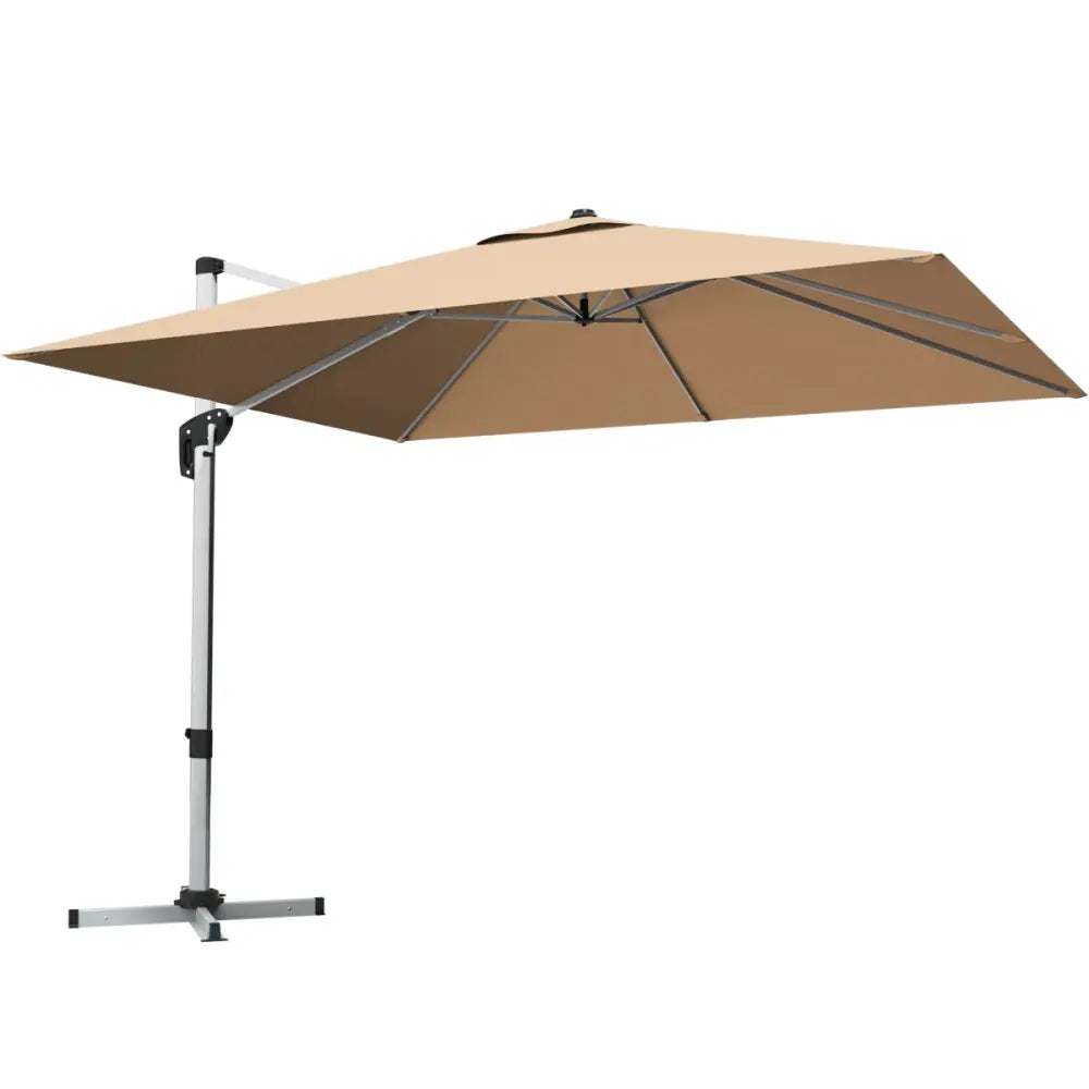 10 ft 360 Degree Tilt Aluminum Square Patio Offset Cantilever Umbrella without Weight Base-Beige - Beige - Outdoor