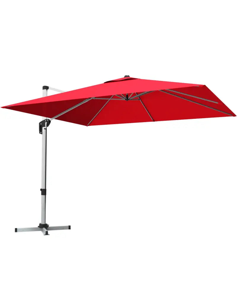 10 ft 360 Degree Tilt Aluminum Square Patio Offset Cantilever Umbrella without Weight Base-Burgundy - Burgundy