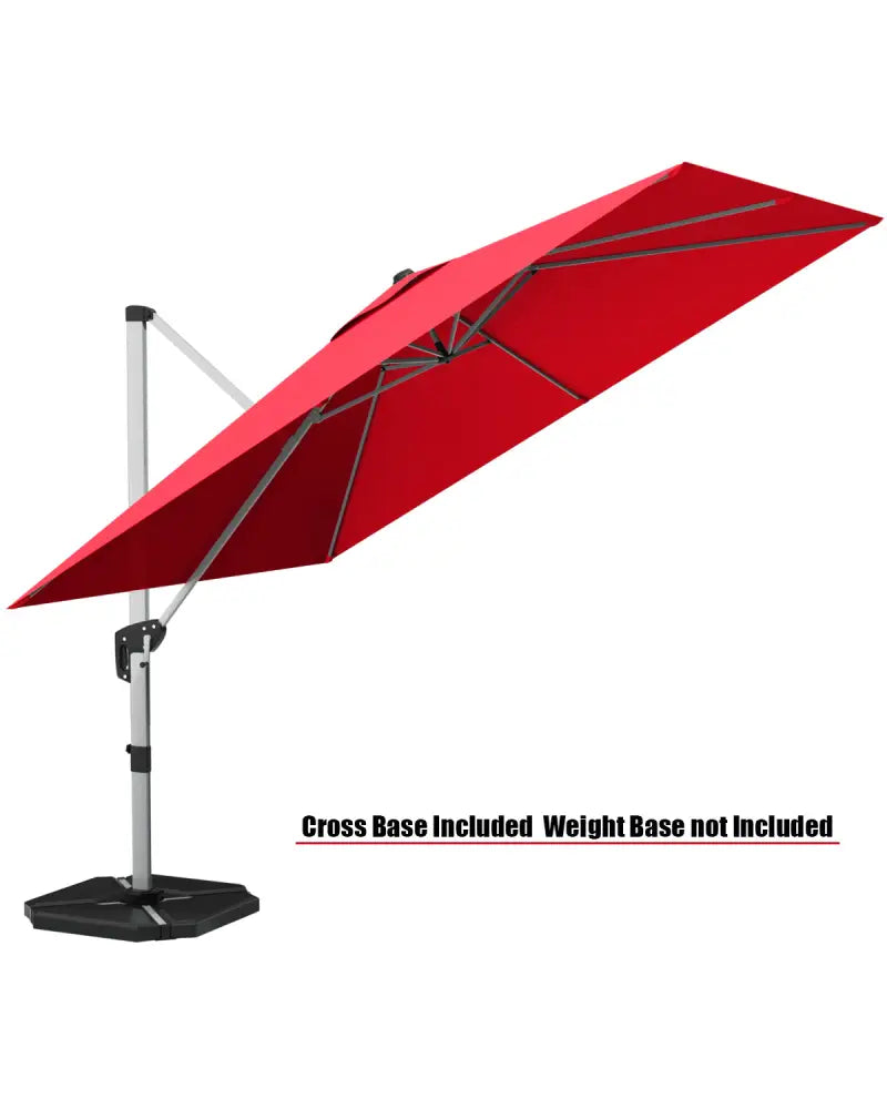 10 ft 360 Degree Tilt Aluminum Square Patio Offset Cantilever Umbrella without Weight Base-Burgundy - Burgundy