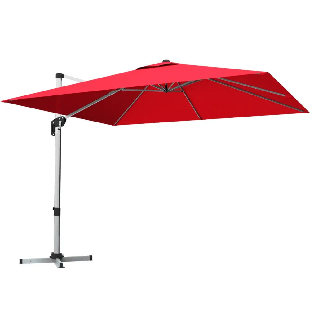 10 ft 360 Degree Tilt Aluminum Square Patio Offset Cantilever Umbrella without Weight Base-Burgundy - Burgundy