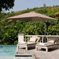 10 ft 360 Degree Tilt Aluminum Square Patio Offset Cantilever Umbrella without Weight Base-Tan - Tan - Outdoor Umbrellas