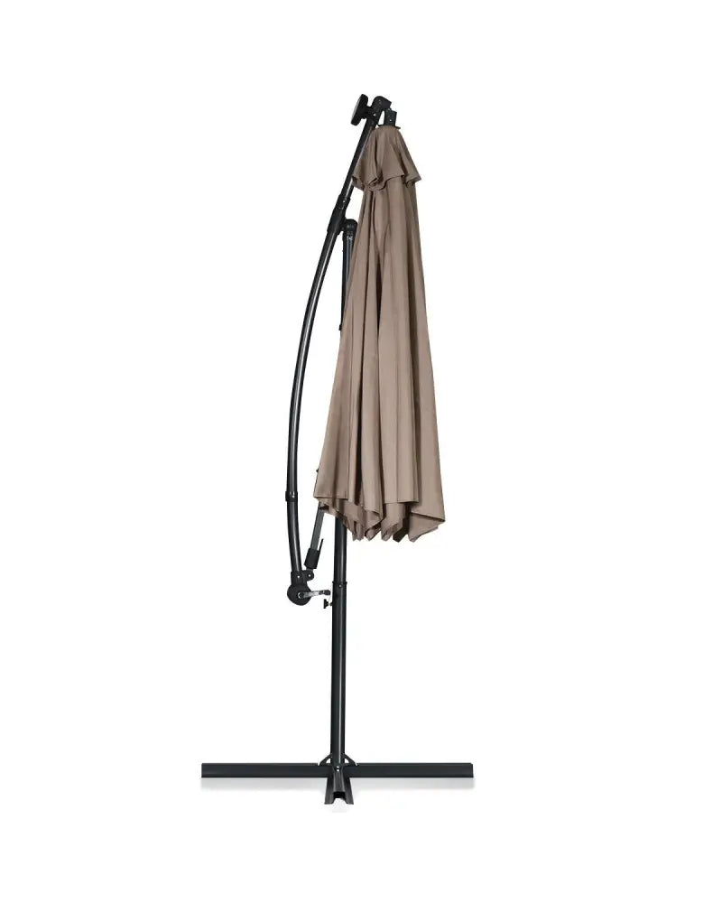 10 ft 360Â° Rotation Solar Powered LED Patio Offset Umbrella without Weight Base-Tan - Tan - Outdoor Umbrellas