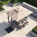 10 FT Aluminum Pole Patio Cantilever Umbrella with 220 LBS Base-Beige - Beige - Outdoor Umbrellas