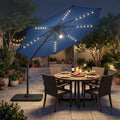 10 FT Cantilever Patio Umbrella with 35 Solar LED Lights and 220 LBS Base-Dark Blue - Dark Blue - Outdoor Umbrellas