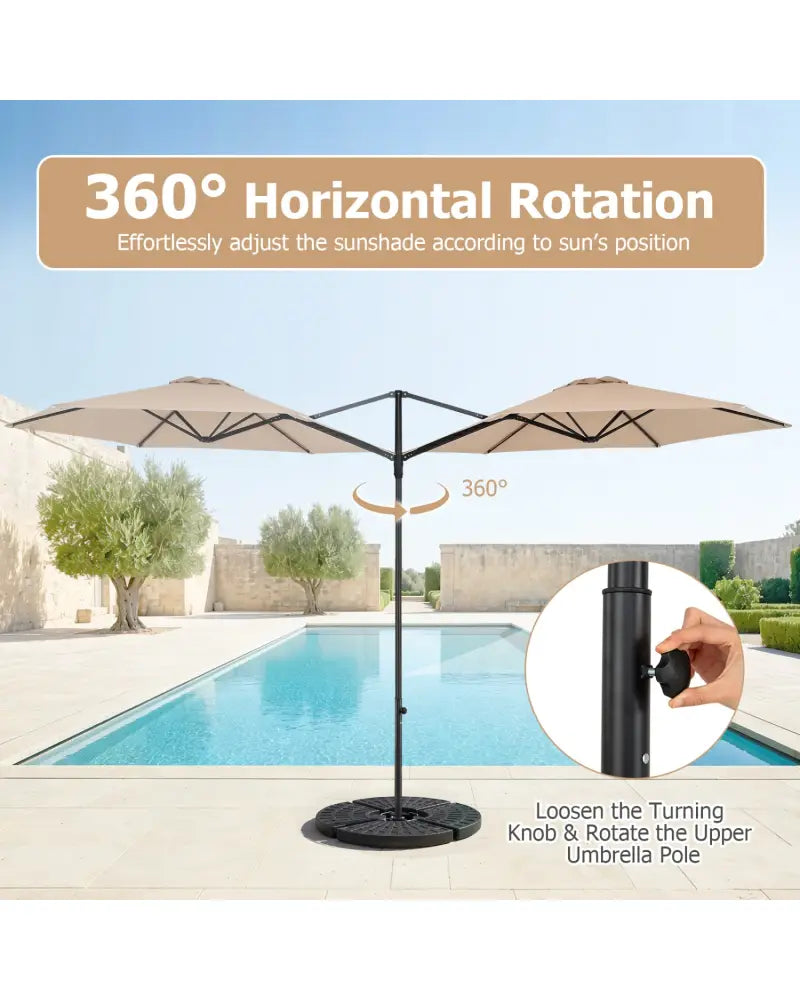 10 FT Cantilever Patio Umbrella with 360° Rotation for Garden-Beige - Beige - Outdoor Umbrellas