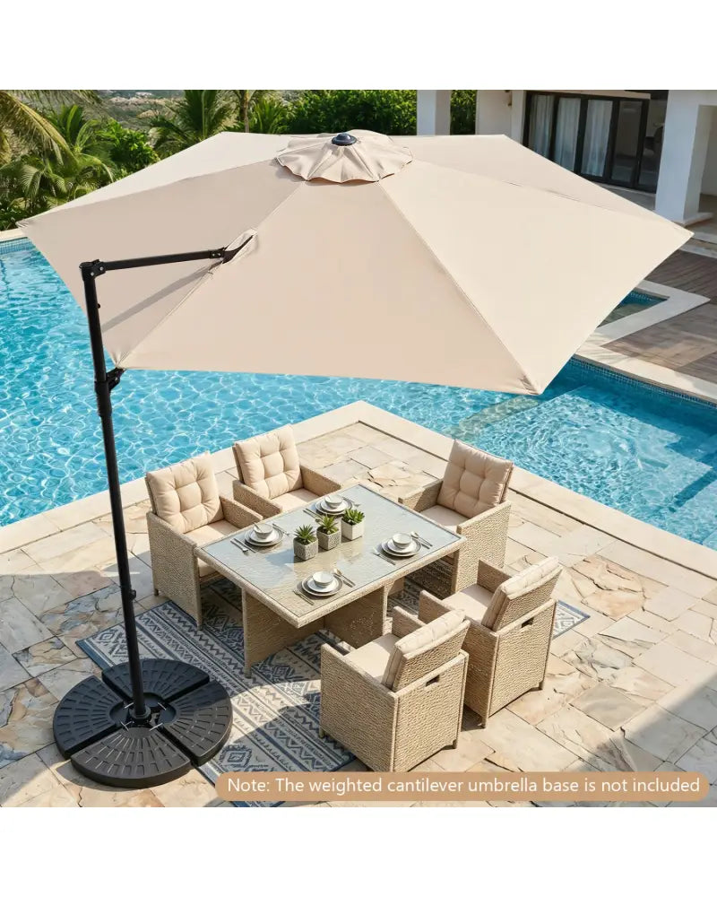 10 FT Cantilever Patio Umbrella with 360° Rotation for Garden-Beige - Beige - Outdoor Umbrellas