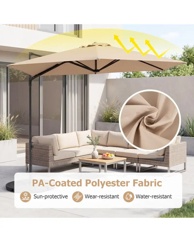 10 FT Cantilever Patio Umbrella with 360° Rotation for Garden-Beige - Beige - Outdoor Umbrellas